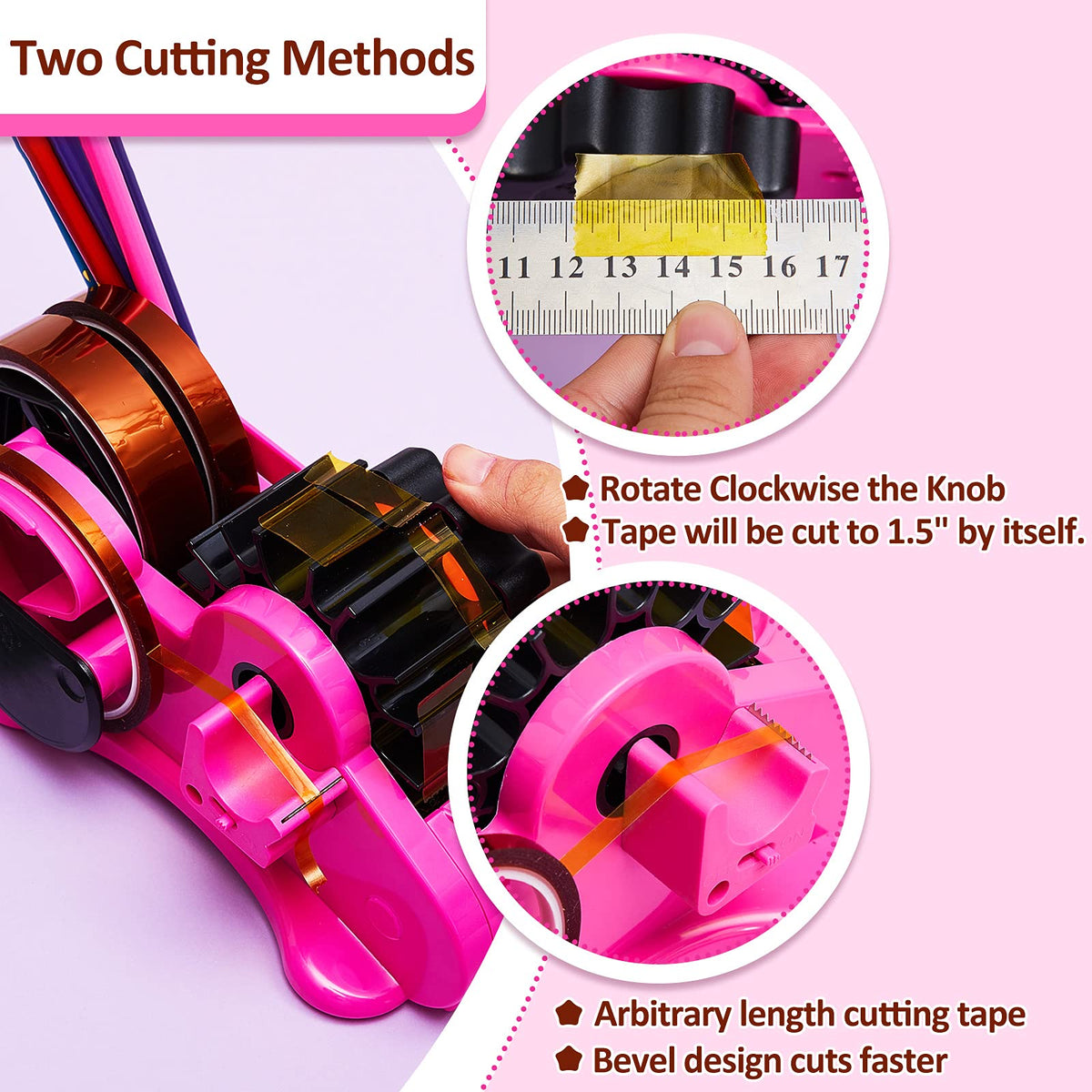 Pink Heat Tape Dispenser Sublimation Set with 5 Multi-Size Tapes