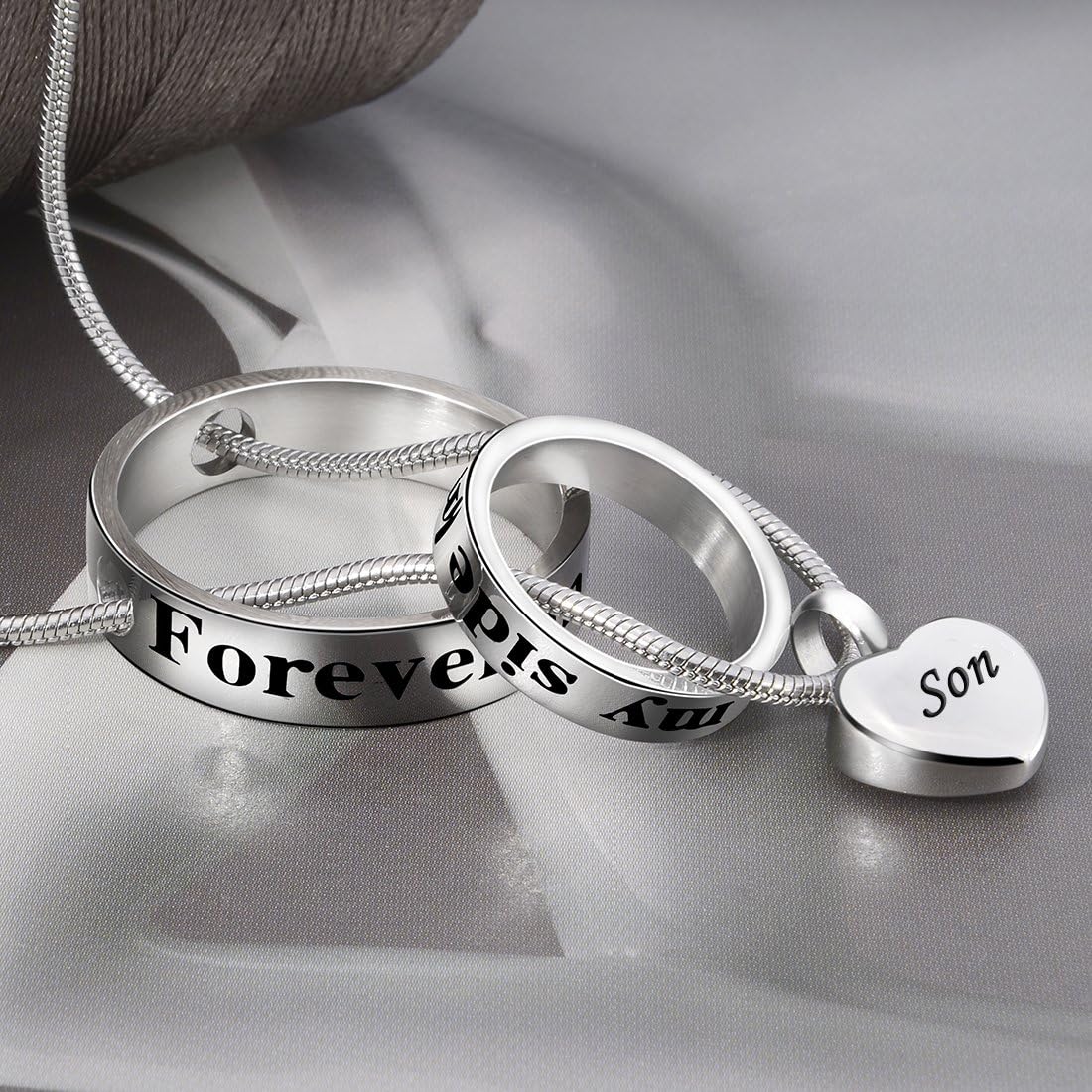 Cremation Jewelry No Longer By My Side, Forever In My Heart Carved Locket Memorial Necklace Keepsake Urn Pendant