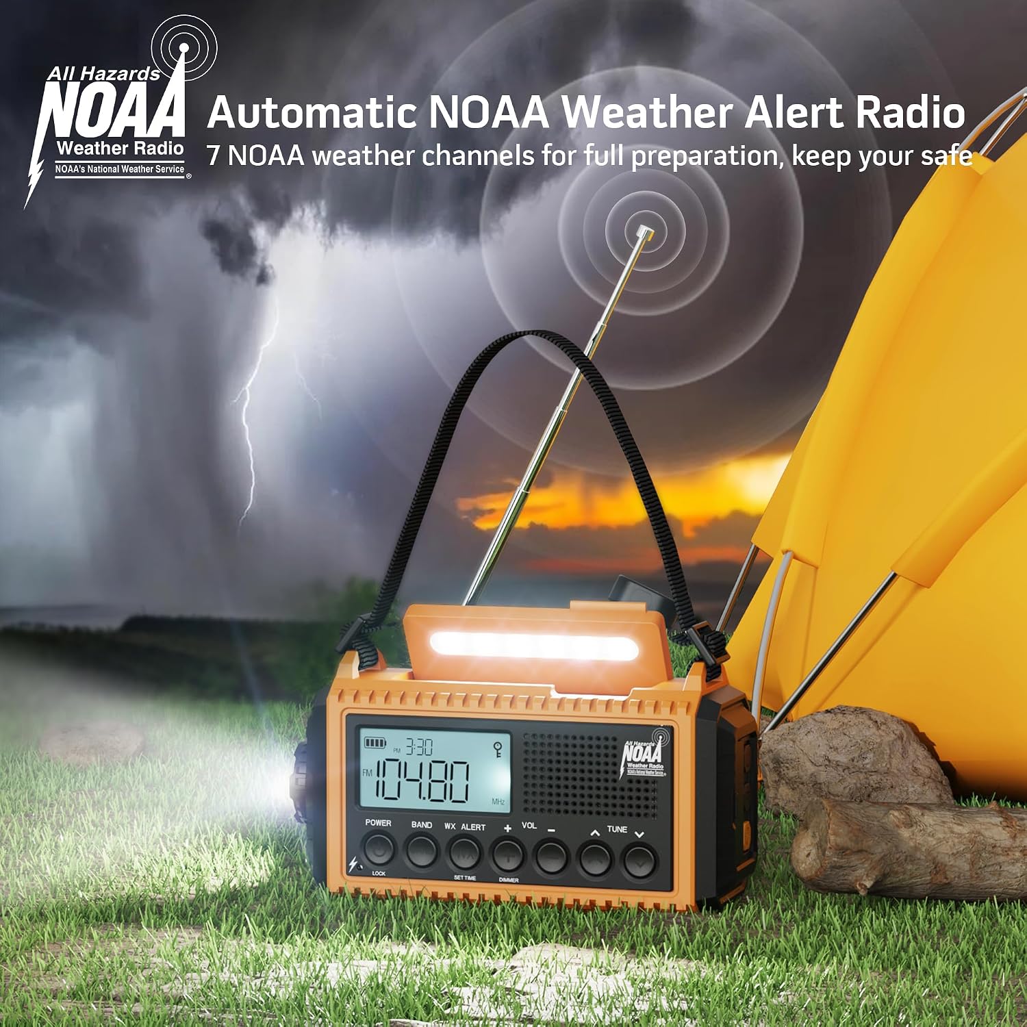 NOAA Weather Alert Radio, 5000mAh Solar Hand Crank Emergency Radio | FM AM Shortwave, Battery Operated Radio with