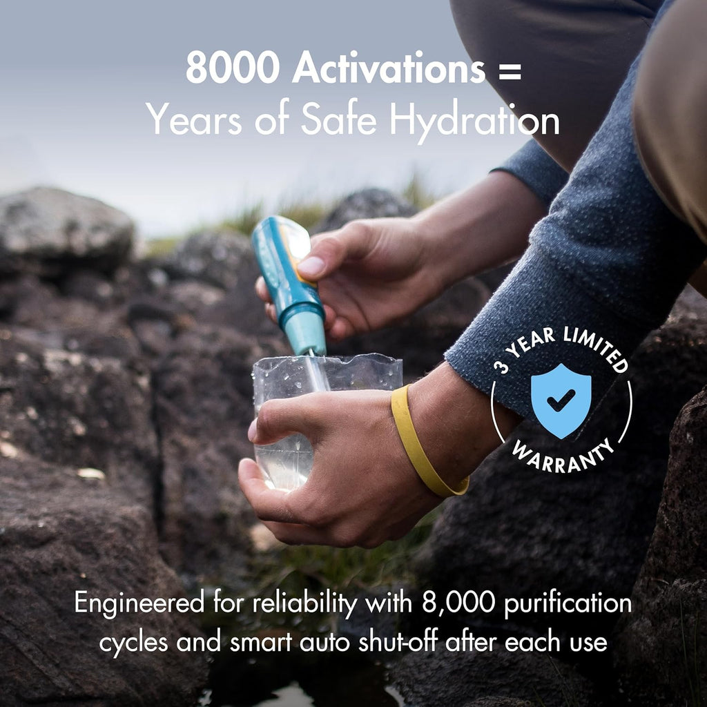 Ultra UV Water Purifier, USB Rechargeable | High-Contrast OLED Display, Treats Up to 8,000 Liters
