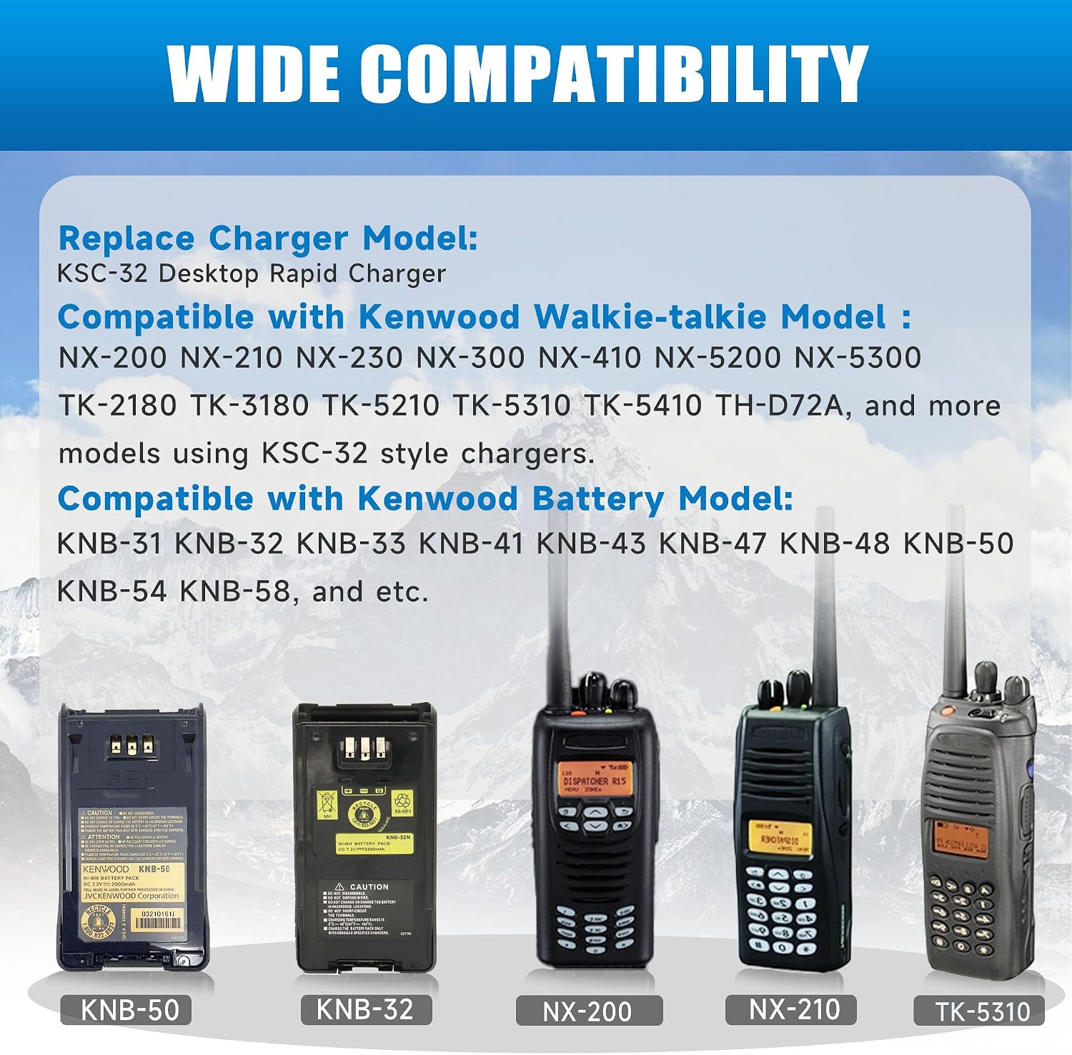 KSC-32 Charger Replacement for Kenwood NX-5200 NX-5300 NX-5400 2-Way Radio | Smart desktop charger fits NX-210 NX-300