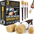 Car Detailing Brush Set 3-Pack - Soft Boar Hair Interior & Exterior Detailing Kit - Car Interior Cleaning Brushes for