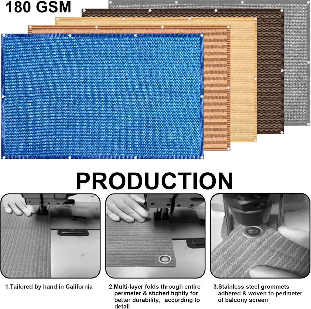 Balcony Privacy Screen Cover Mesh Windscreen Weather-Resistant UV Protection for Backyard Deck, Patio, Balcony, Pool