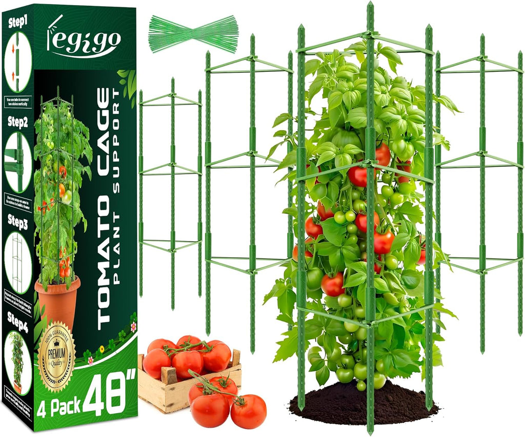 4ft 4-Pack Tomato Cage for Garden Plant Support- Up to 48inch Garden Stakes Tomato Cage, Tomato Trellis for Potted