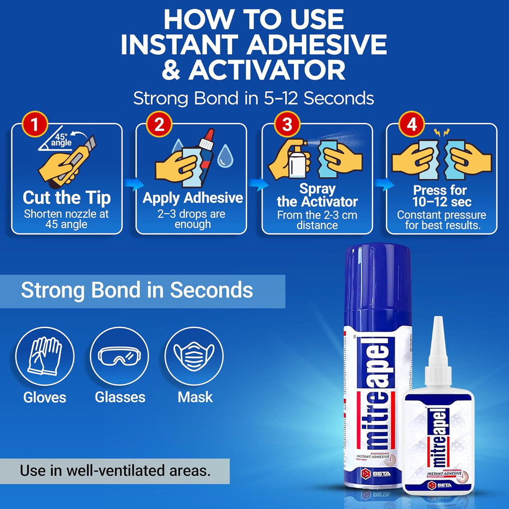 CA Glue with Activator (1.7oz-6.7 floz) Instant Bond Professional Cyanoacrylate Adhesive and Super Glue Accelerator