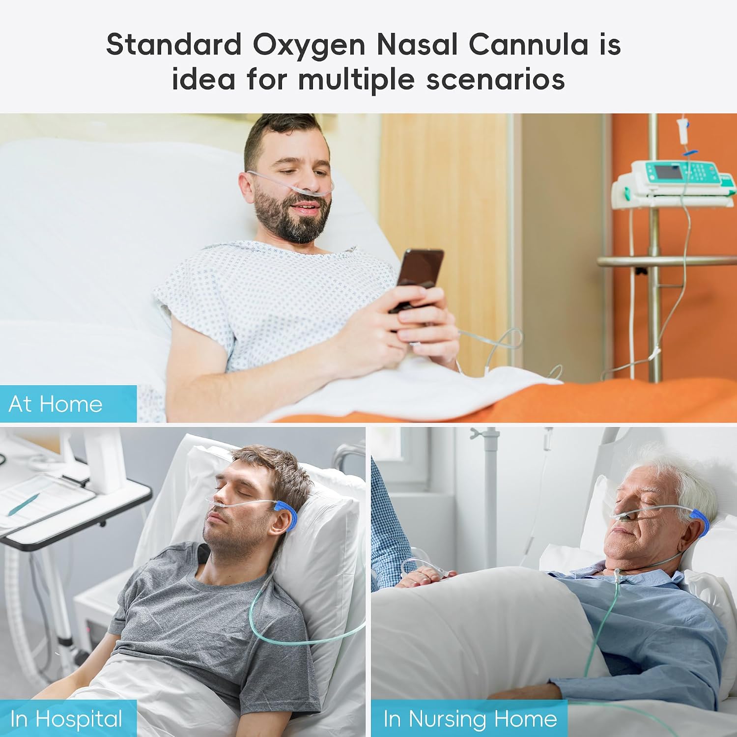 7 Foot Green Nasal Cannulas for Oxygen, Standard Kink Resistant Cannula Nasal Tubing for Oxygen - 4 Pack Oxygen