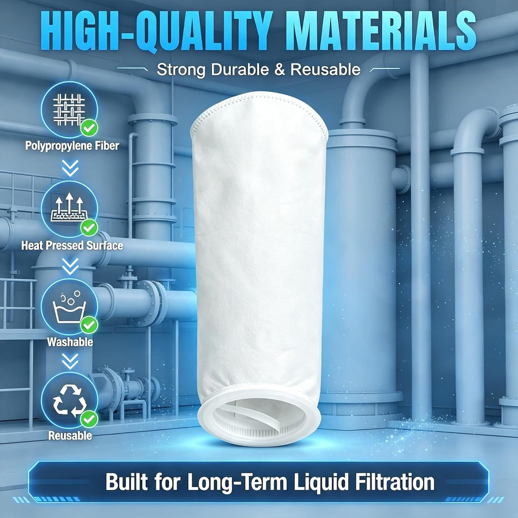 10 Micron Filter Bag Polypropylene 7"x32" with Plastic Ring