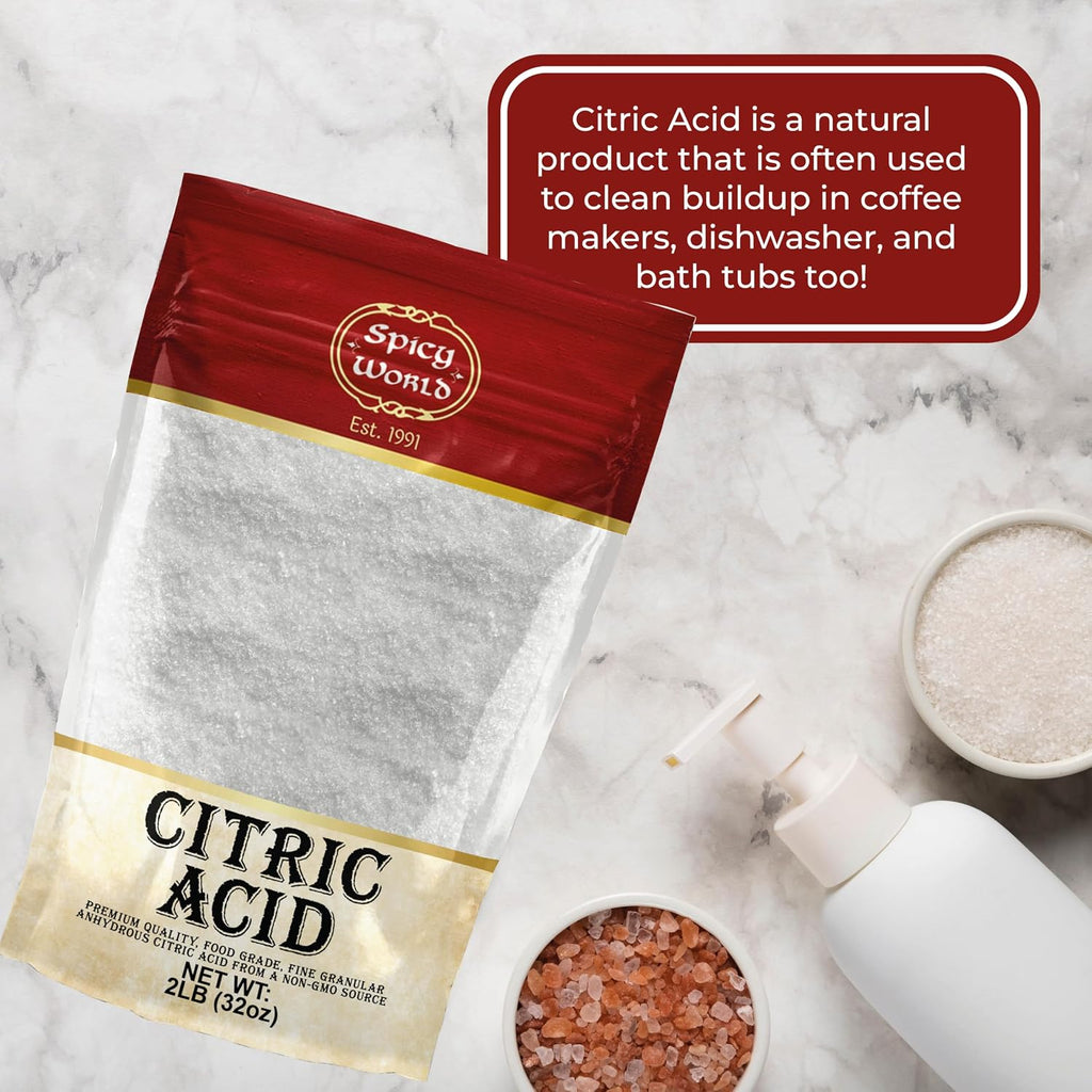 Citric Acid 2 LB Bag - 100% Pure, Food Grade & Non-GMO - Citric Acid Powder For Cleaning, Bath Bombs, Preserving