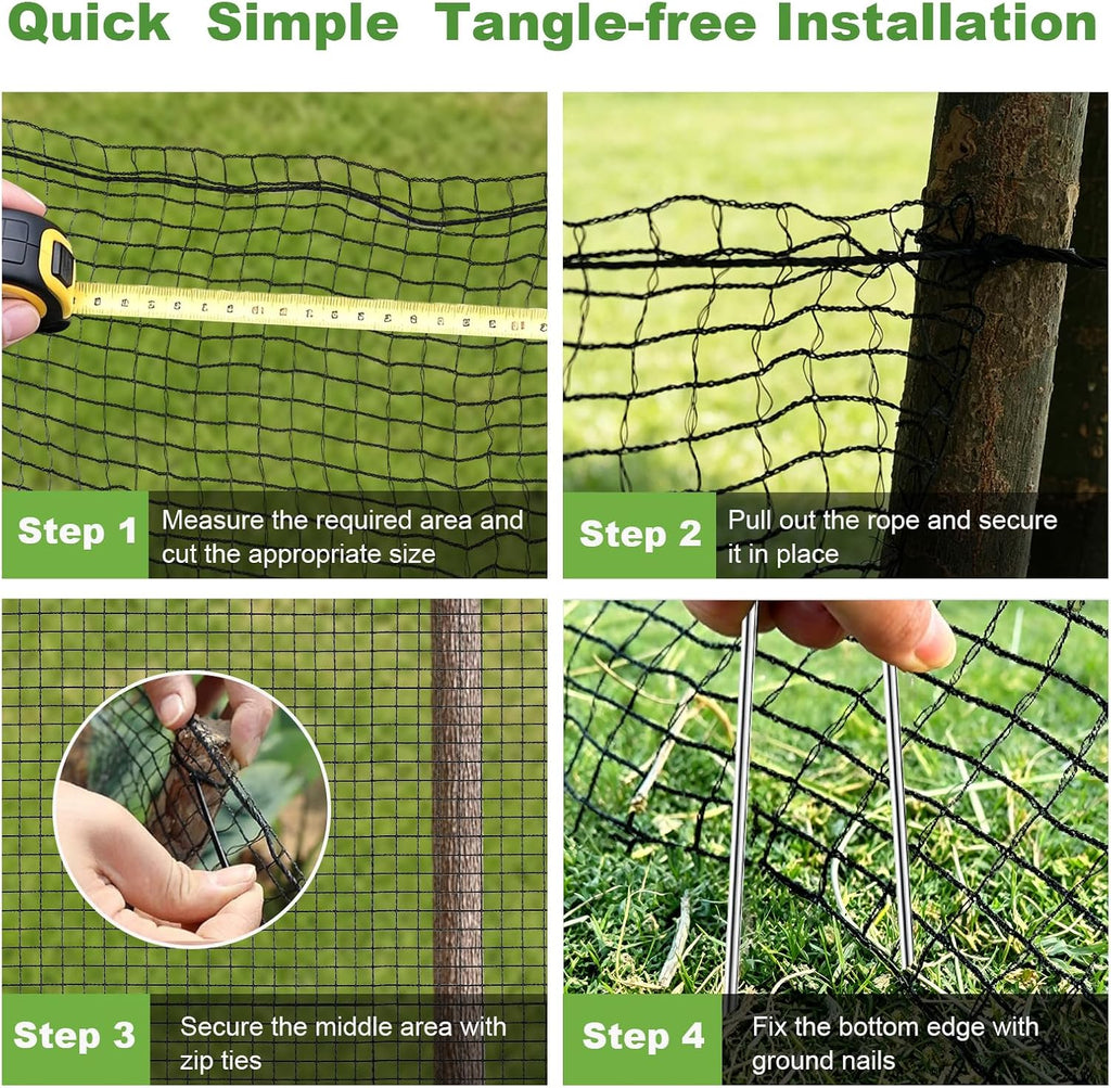 4x75FT Deer Fence Netting for Garden, 55GSM Plastic Mesh Temporary Fence
