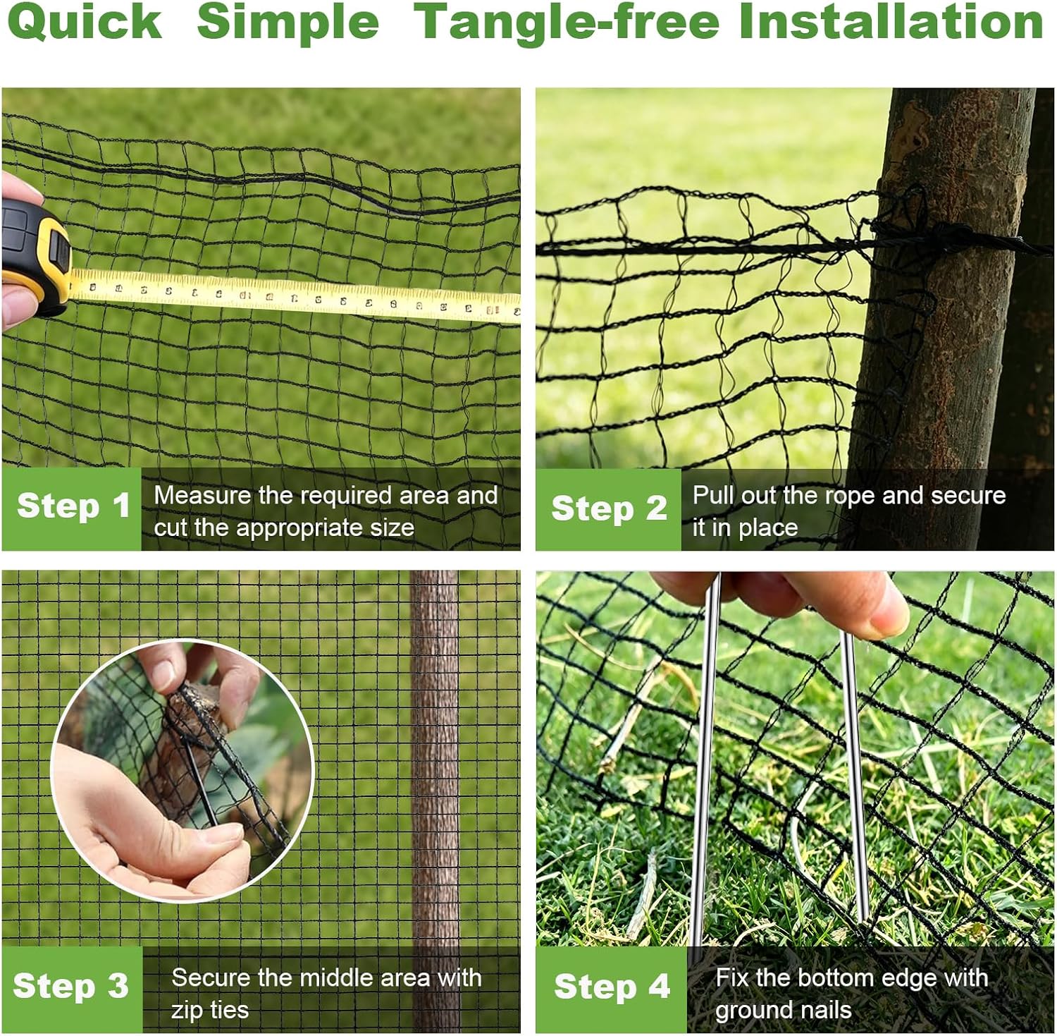 4x75FT Deer Fence Netting for Garden, 55GSM Plastic Mesh Temporary Fence