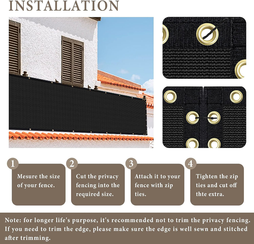 6' x 50' Heavy Duty Privacy Screen Fence (Black)