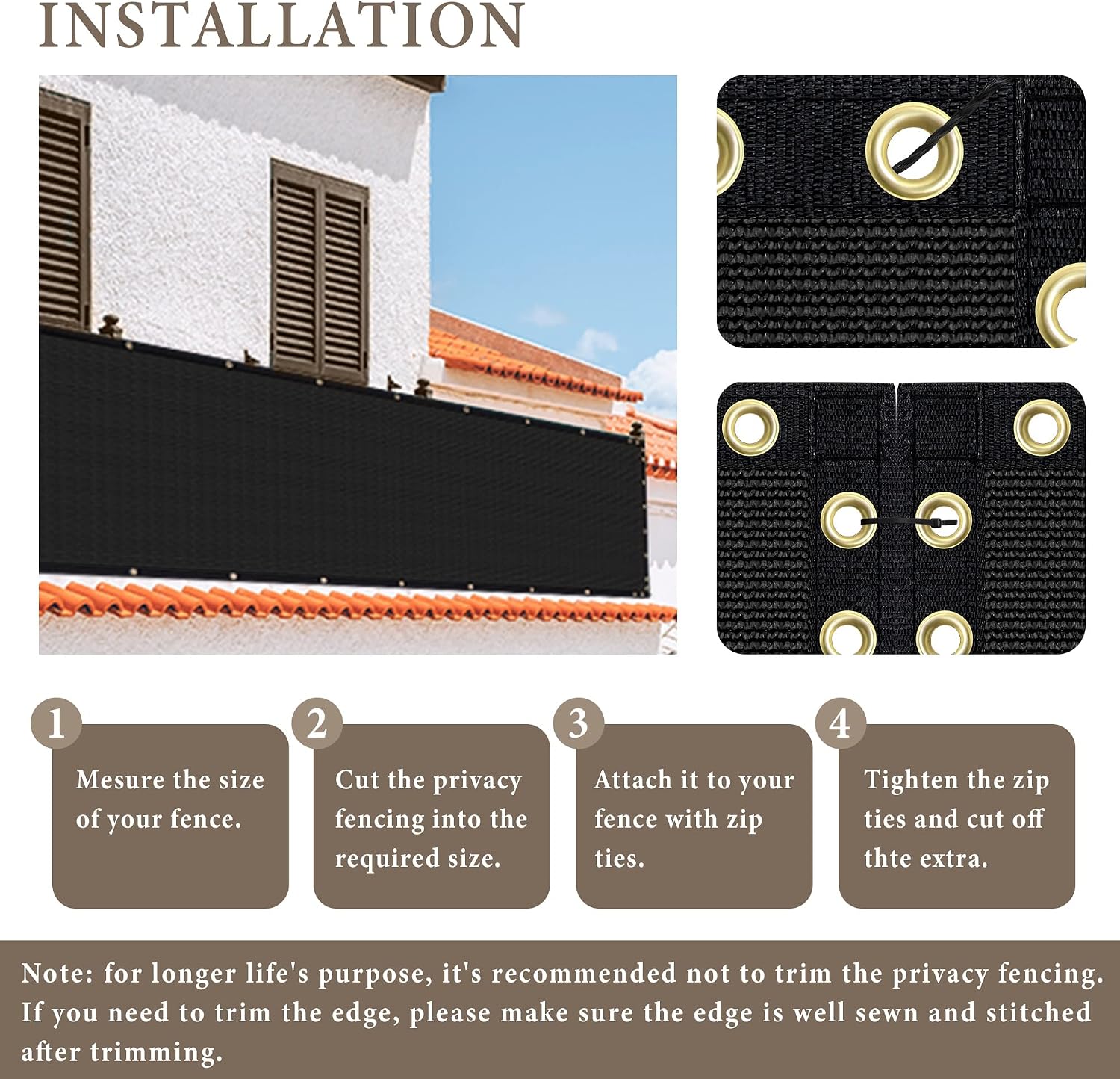 6' x 50' Heavy Duty Privacy Screen Fence (Black)