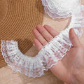 White Lace Ribbon, 1.8" x 6 Yards Double Layer Ruffle Trim
