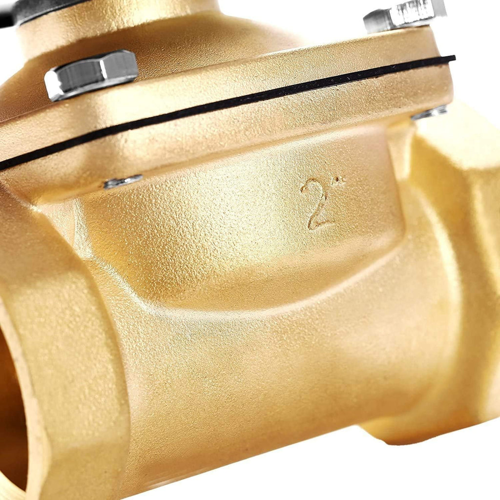 BACOENG Brass Electric Solenoid Valve 2" AC110V (NPT, Normally Closed)