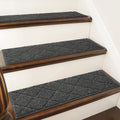 Edging Stair Treads Non-Slip Carpet Mat 28inX9in,4pc,Black