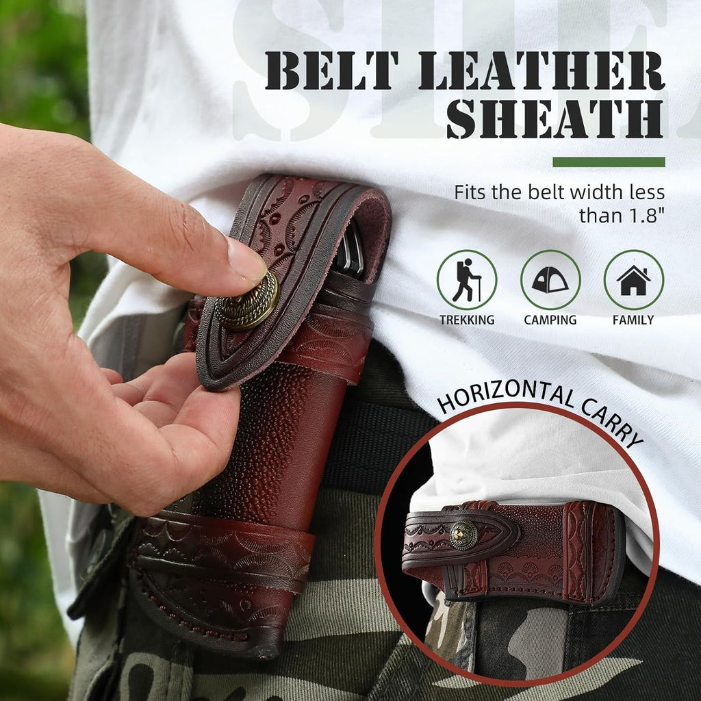 Pocket Knife Sheath (M), 4.53" Folding Knife Sheath for Folding Knife, Leather Knife Sheath Case, Horizontal Knife