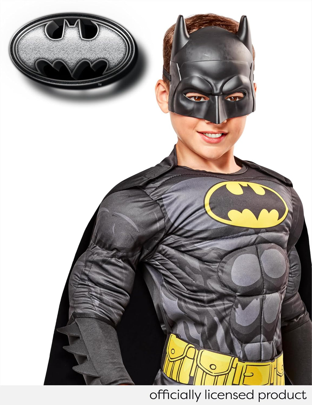 at Party City DC Comics Superheroes: Batman Costume | Officially Licensed, Kids Deluxe Costume, Padded Jumpsuit With
