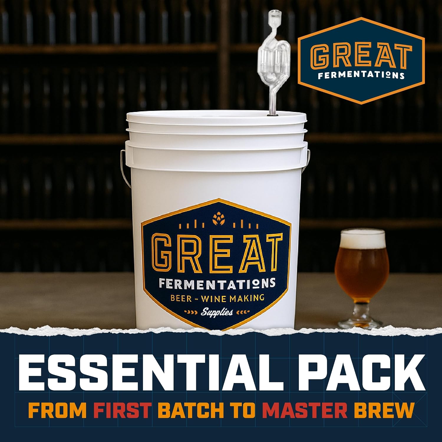 6.5 Gallon Fermenting Bucket with Lid and Handle - BPA-Free Food Grade Fermentation Bucket with Airlock - Reusable