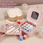 Small Sewing Kit Box: Cute Portable 2-Layer Organizer Magnetic Needle and Thread Kits Holder Basic Case - Home