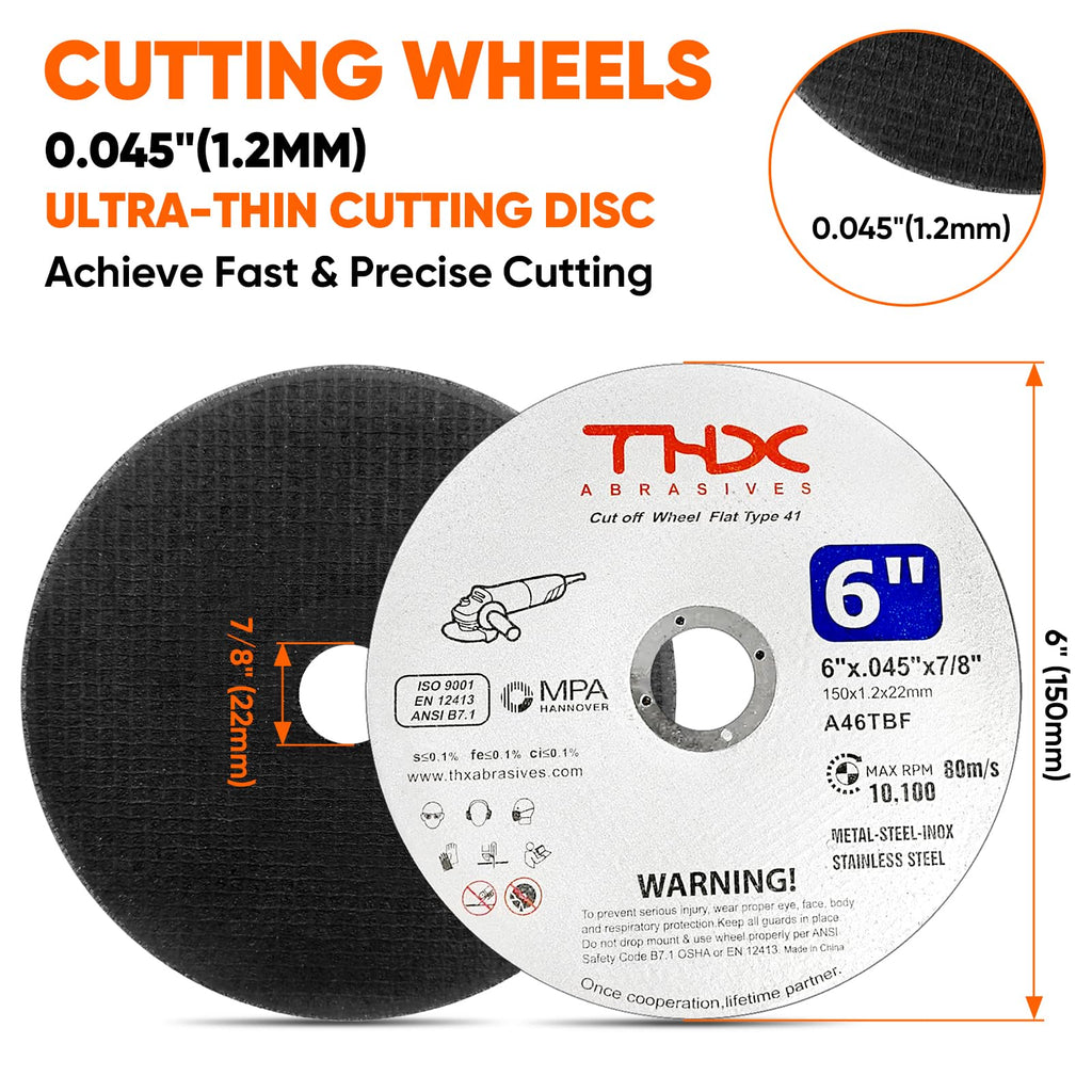 THX 6 Inch Cut Off Wheel,Long-Lasting Thin Cutting Wheel,12 Pack