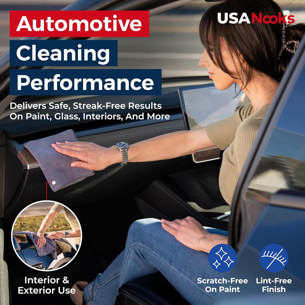 Microfiber Cleaning Cloth Grey - 12 Pcs (12.5"x12.5") - High Performance - 1200 Washes, Ultra Absorbent Microfiber