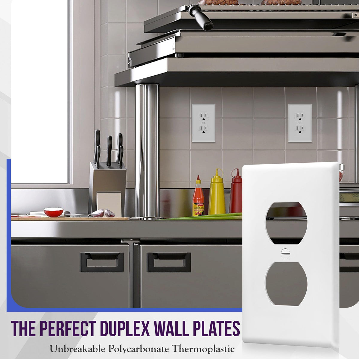 ENERLITES 10 Pack Outlet Covers Wall Plate for Duplex Receptacle, White
