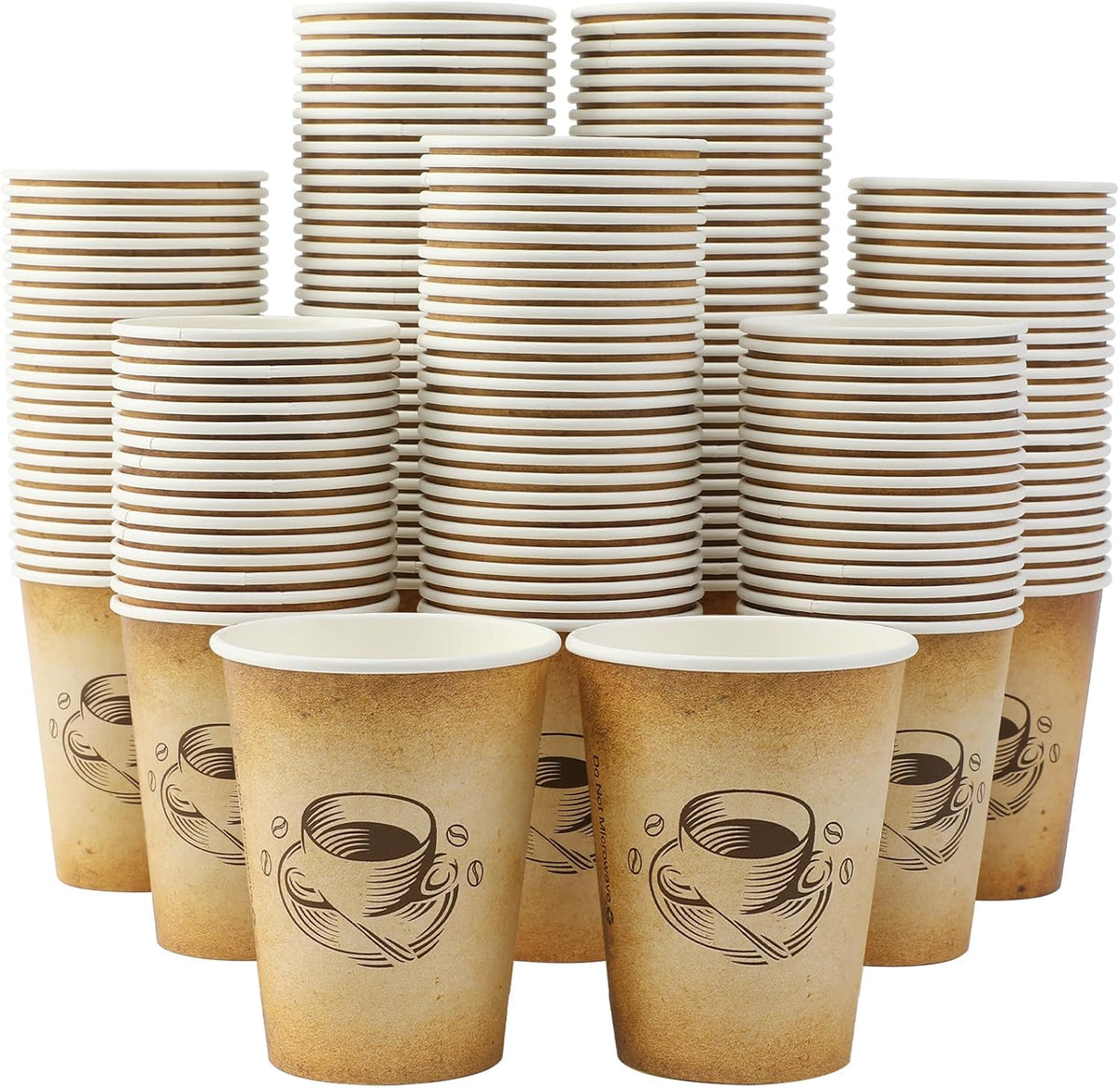 300 Pack 12oz Disposable Paper Coffee Cups Retro Design