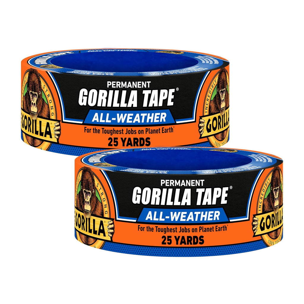 All Weather Duct Tape, Black, 1.88 in x 25 yd, 2-Pack