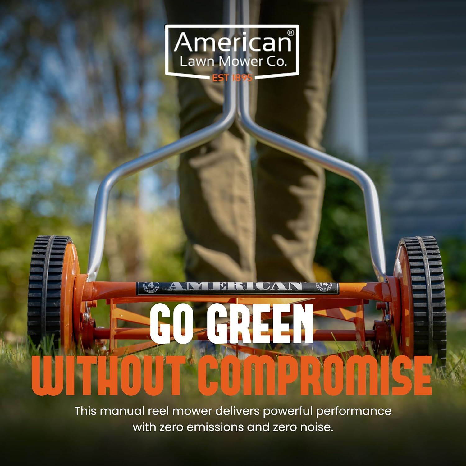 American Lawn Mower 1204-14 14-Inch 4-Blade Push Reel Lawn Mower, Red