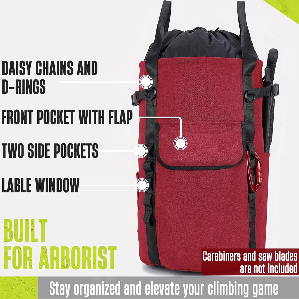 Arborist Rope Bag, 35L Tree Climbing Rope Bag, Arborist Equipment Bucket Backpack, Arborist Gear Carrier Bag with