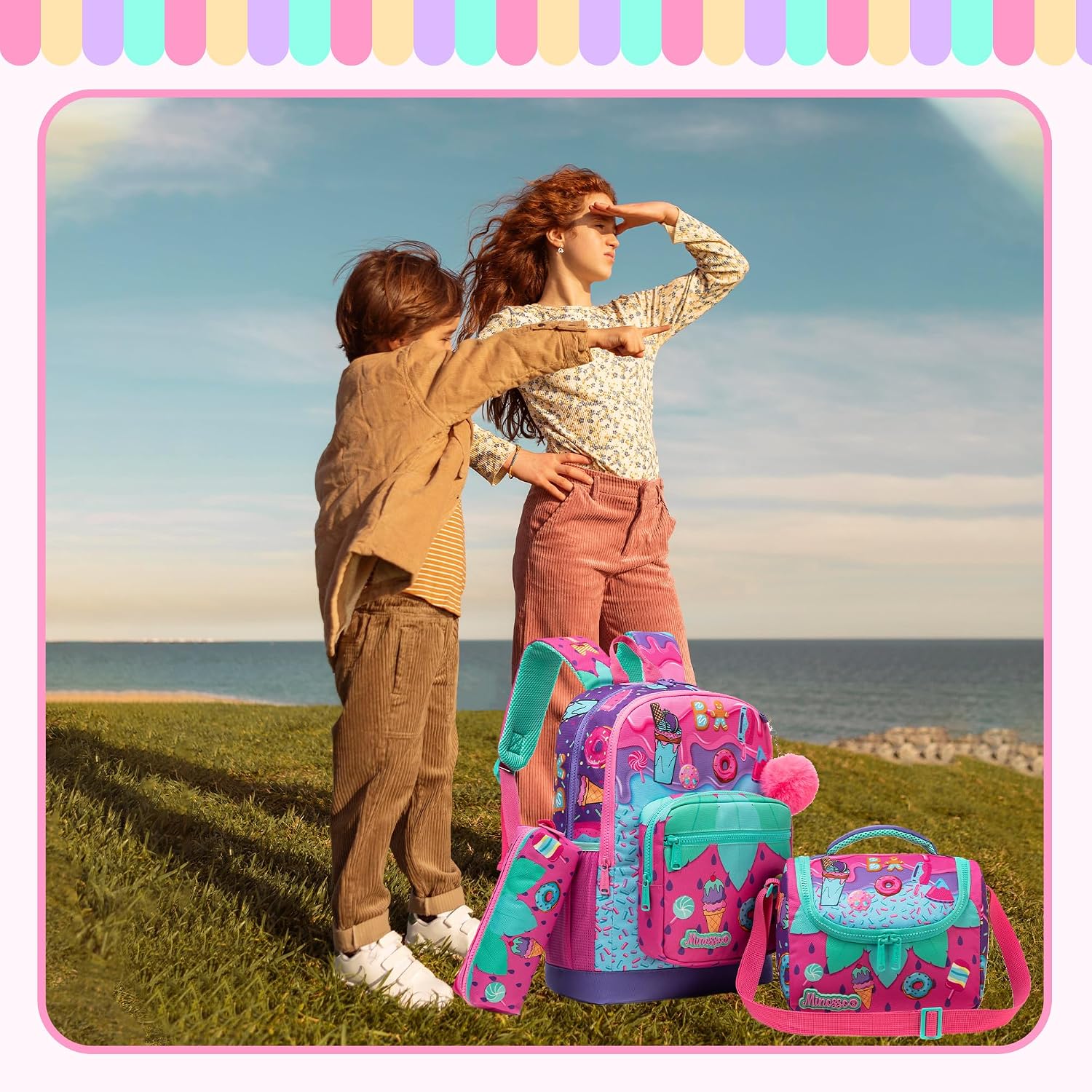 Girls Backpack for School Backpack for Girls 8-12 with Lunch Box Back to School Supplies Backpacks for Kids 10-12