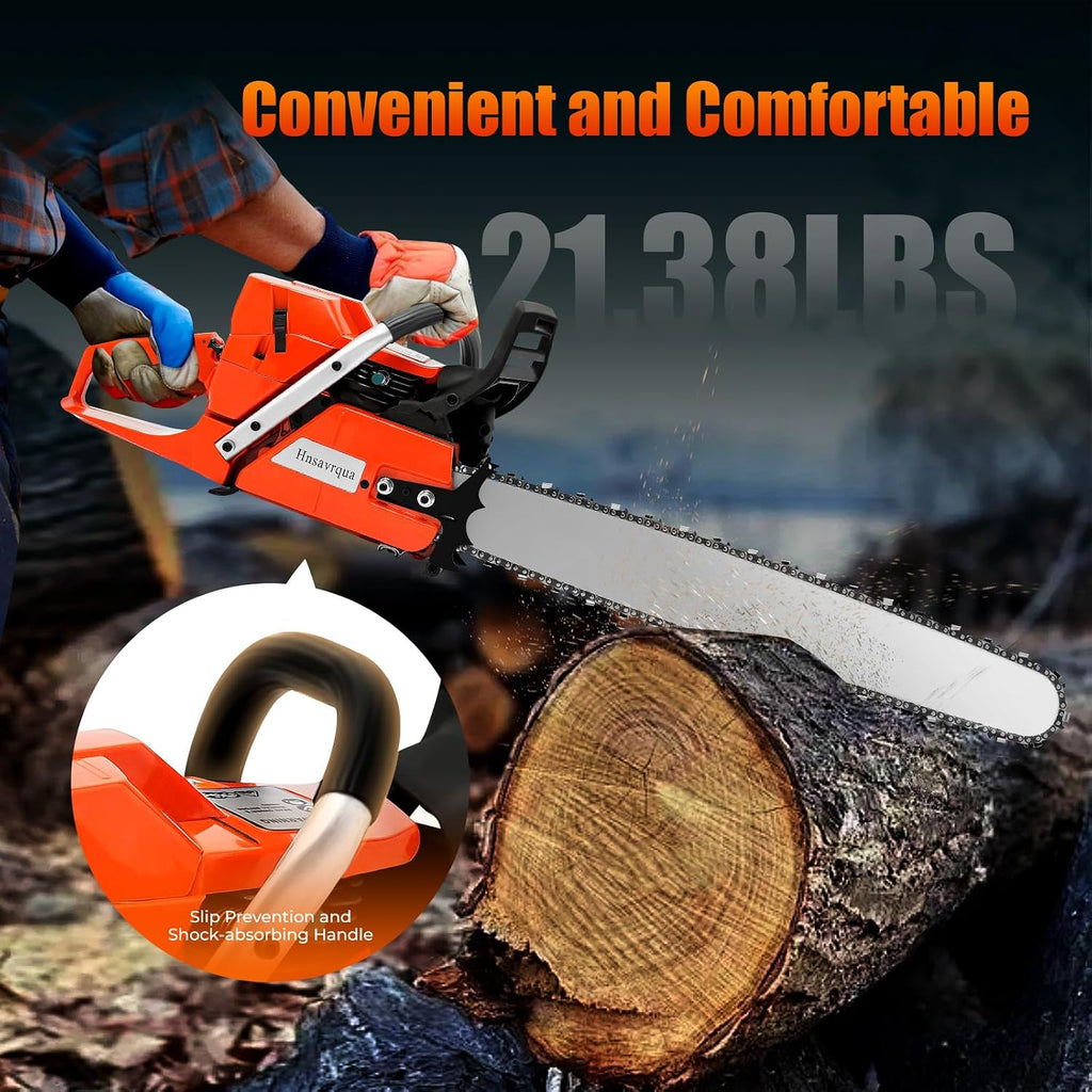 28 Inch Gas Powered Chainsaw,71CC 2-Stroke Handheld Cordless Petrol Chain Saw Trees Wood Cutting Gas ChainSaw