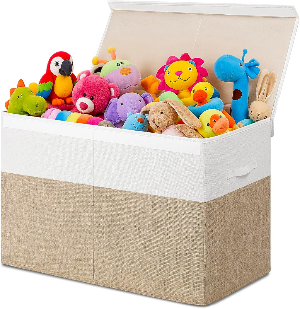 85L Large Toy Storage Box with Lid Divider Foldable Toy Chest