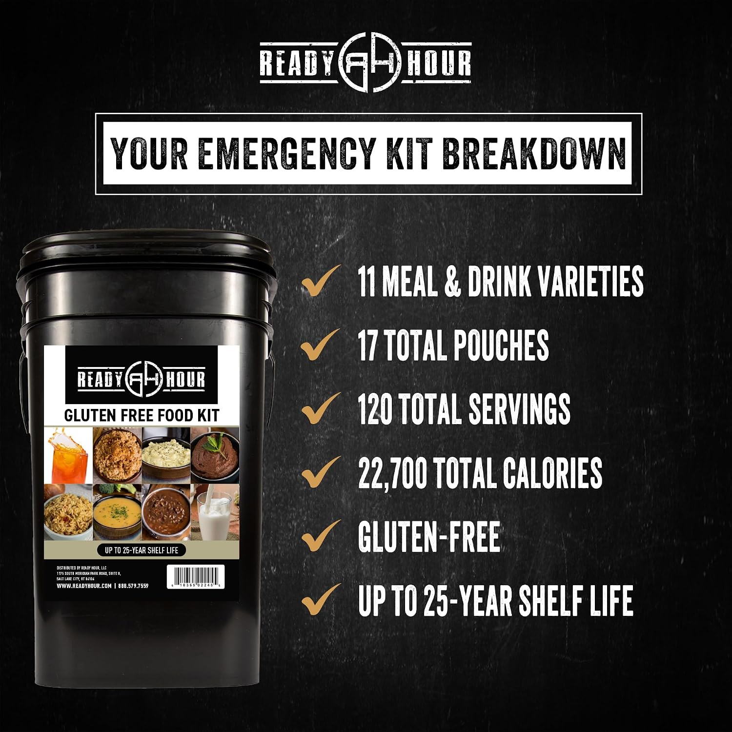 Gluten-Free Food Kit (120 Servings), Gluten-Free Survival Kit, Freeze-Dried Survival Food Storage, Emergency