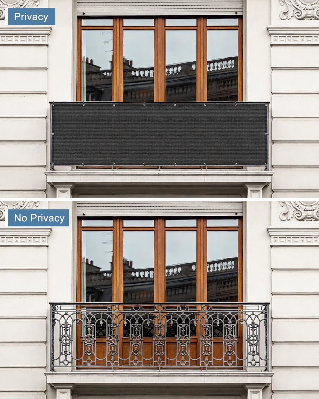 Balcony Privacy Screen Fence UV Protection, 3'x6', Black