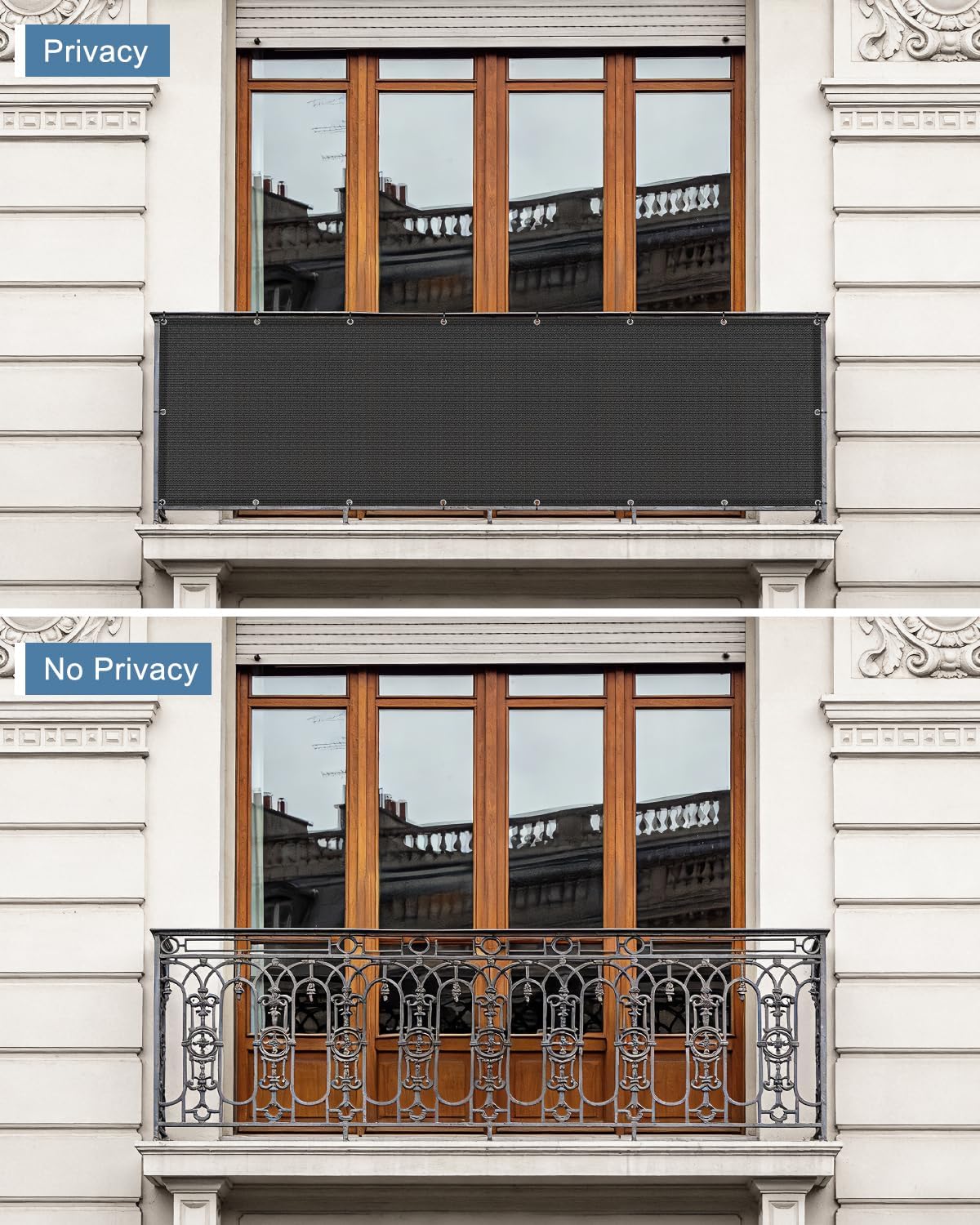 Balcony Privacy Screen Fence UV Protection, 3'x6', Black