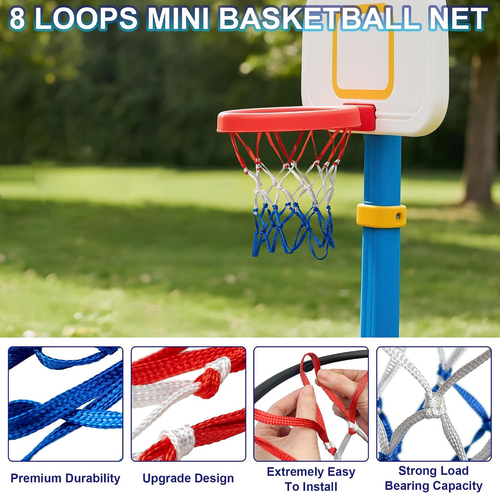 2 Pack Mini Basketball Net Replacement,8 Loops Indoor Outdoor Nets,Suitable for Doors and Walls