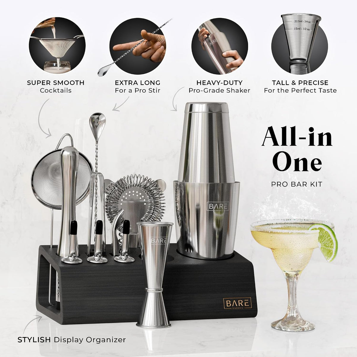 Mixology Bartender Kit Bar Set | 14-Piece Cocktail Shaker Set | Martini Barware Mixing Tools for Home Bartending |