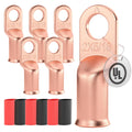 2 AWG/Gauge - 5/16" Battery Cable Lug Copper Connector Wire Ring Terminal