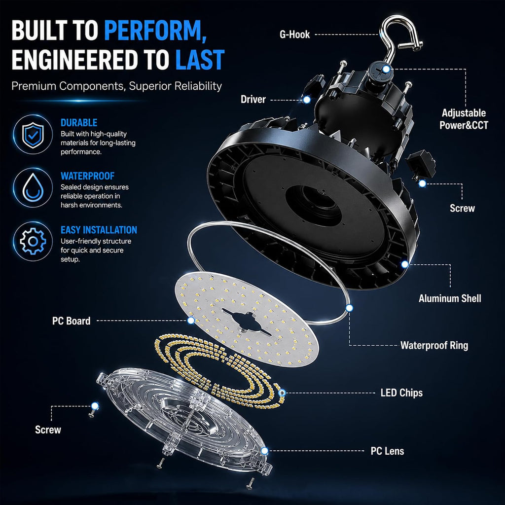 JCE UFO LED High Bay Light, 100W/120W/150W Selectable, 5000K 21750LM