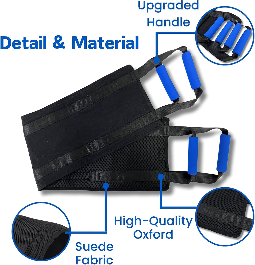 Gait Belt with Handles for Seniors, Padded Patient Transfer Lifting Straps for Home, Safety Fall Assist Devices for