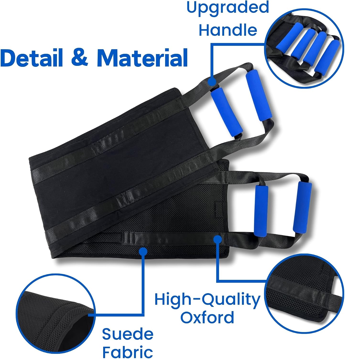 Gait Belt with Handles for Seniors, Padded Patient Transfer Lifting Straps for Home, Safety Fall Assist Devices for