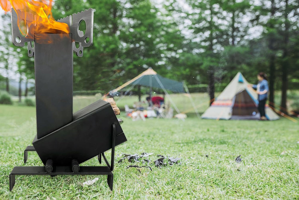 Collapsible Rocket Stove by StarBlue with FREE Carrying Bag - A Portable Wood Burning Camping Stove with Large Fuel