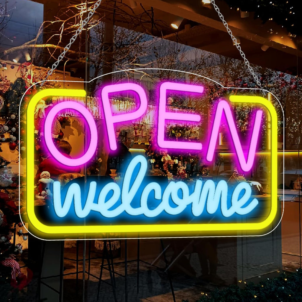 Open Sign for Business, 16" x 9" Bright LED Neon Open Sign Powered by USB with ON/OFF Switch, Adjustable Brightness