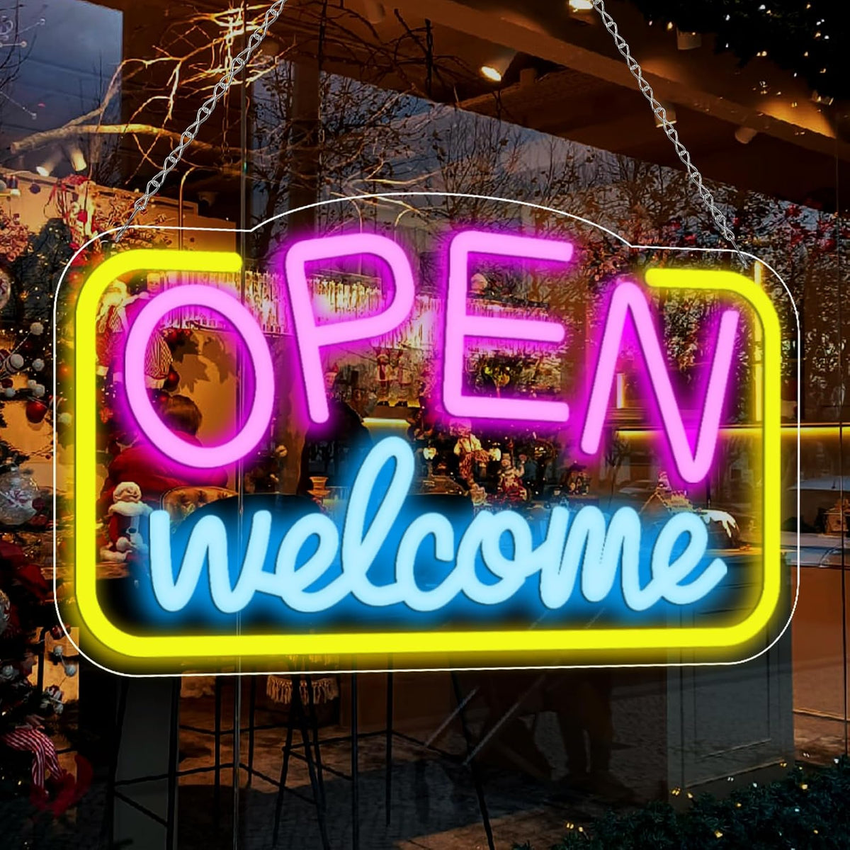 Open Sign for Business, 16" x 9" Bright LED Neon Open Sign Powered by USB with ON/OFF Switch, Adjustable Brightness