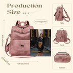 Backpack Purse for Women, PU Leather Ladies Backpack, Pink