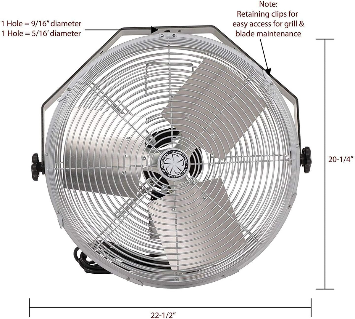 TPI Work Station Fan - 18in. 5750 CFM, 120 Volt, Model Number U-18-TE