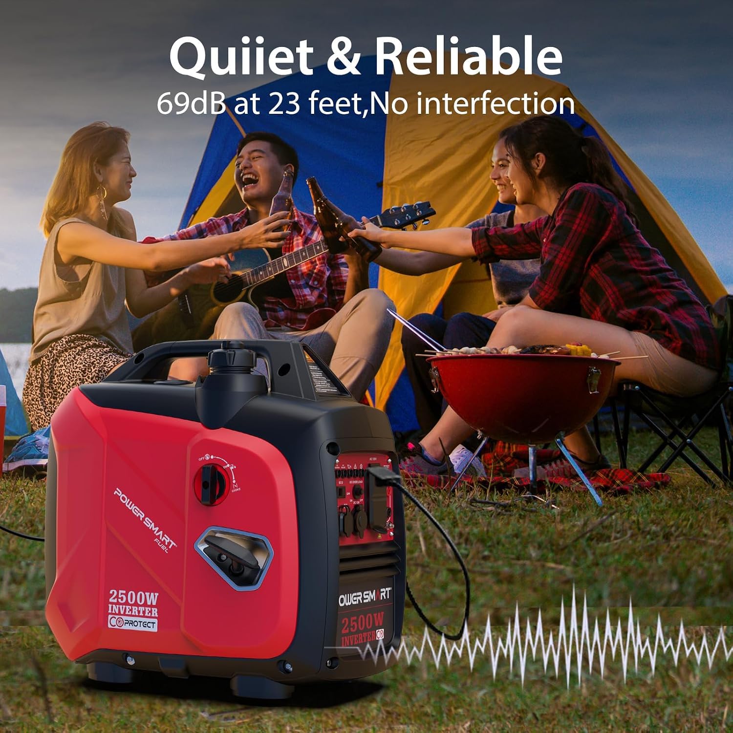 2500 Watt Portable Inverter Generator, 80cc Gas Powered Engine, Ultra Quiet Small Generator for Camping, 2026 EPA