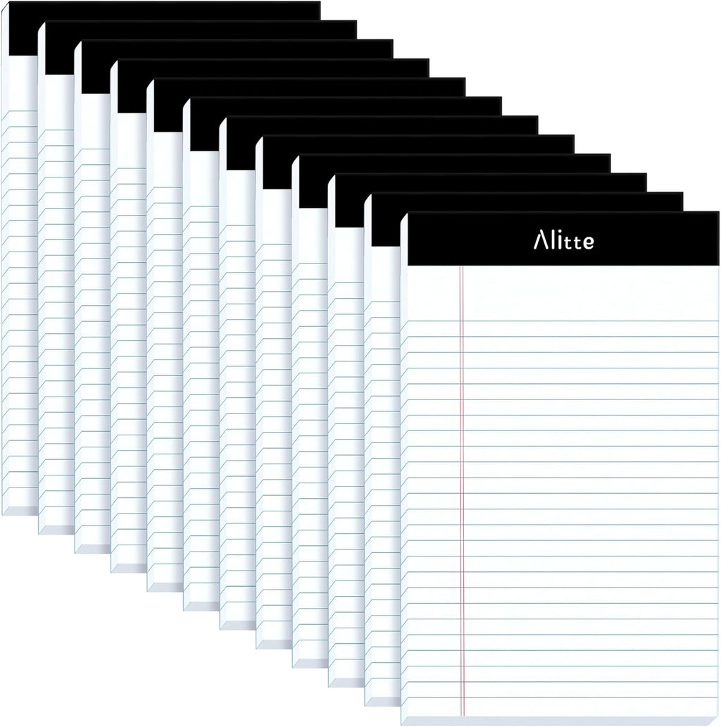 Legal Notepads 5x8, Pack of 12 - Perforated Narrow Ruled Writing Pad - Premium Thick Paper, No Ink Bleeding - Blank
