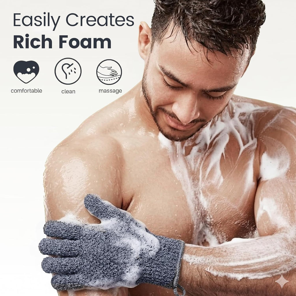 Heavy Exfoliating Gloves 4Pcs, Exfoliating Mitt, Body Scrubber for Bath Shower Exfoliation, Body Scrub Exfoliator for
